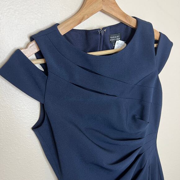 Tahari Arthur S Levine Navy Sleeveless Dress 2 - Picture 2 of 13